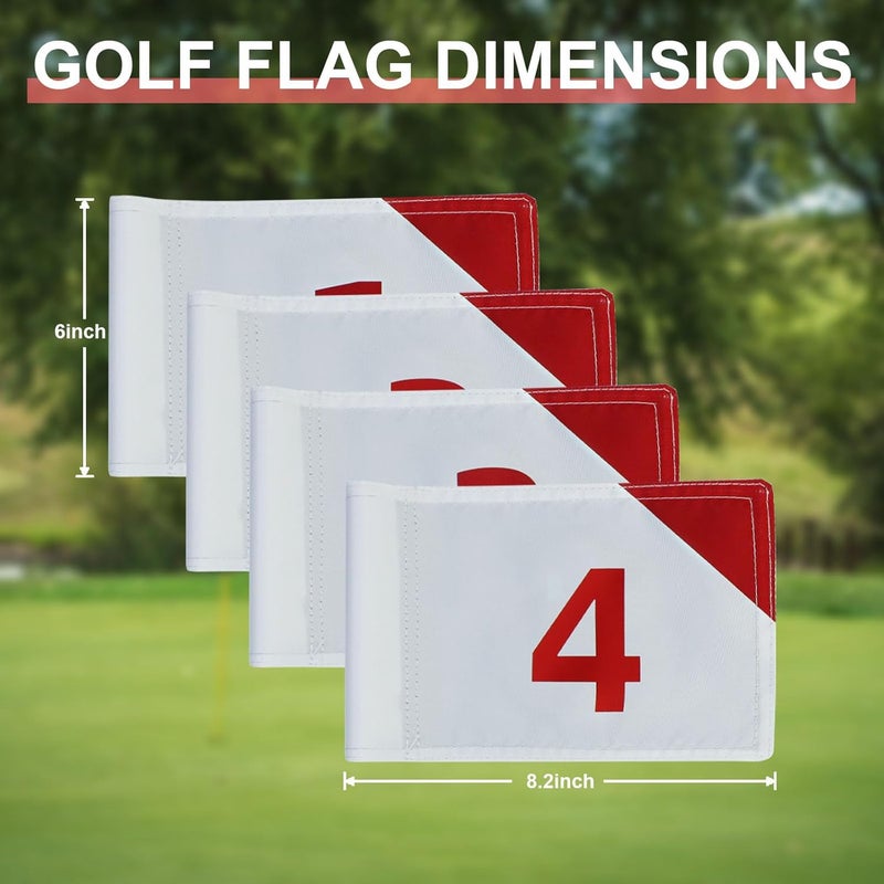 Crestgolf 4 PCS Mini Golf Flags for Yard, All 8x6 Inch, Upgraded Dual-Layer 420D Nylon, Double Sided Printing, Numbered 1-4 Golf Pin Flags for Practice Putting Green with Tube Inserted - Image 2